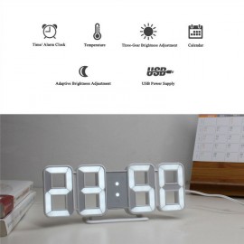 FanJu FJ3208 LED Digital 3D 8-Shape Clock Creative Table Alarm Clock  Wall Clock Time Temperature Display