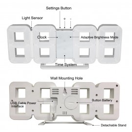 FanJu FJ3208 LED Digital 3D 8-Shape Clock Creative Table Alarm Clock  Wall Clock Time Temperature Display