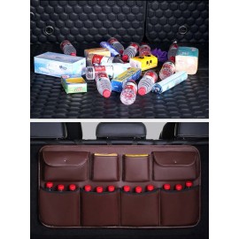 Faux Leather Car Rear Seat Back Storage Bag Multi-use Car Trunk Organizer Auto Stowing Tidying Auto Interior Accessories