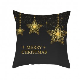 Golden Black Christmas Series Microfiber Cushion Cover Home Sofa Winter Soft Throw Pillow Case