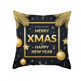 Golden Black Christmas Series Microfiber Cushion Cover Home Sofa Winter Soft Throw Pillow Case