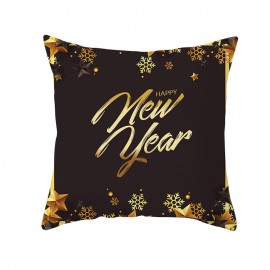 Golden Black Christmas Series Microfiber Cushion Cover Home Sofa Winter Soft Throw Pillow Case