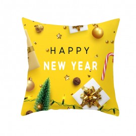 Golden Jingle Merry Christmas Linen Throw Pillow Case Home Sofa Christmas Decor Cushion Cover