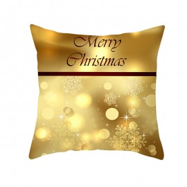 Golden Jingle Merry Christmas Linen Throw Pillow Case Home Sofa Christmas Decor Cushion Cover