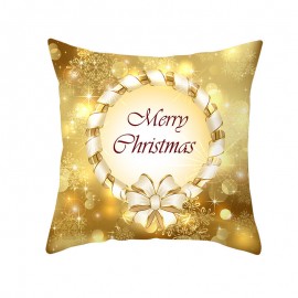 Golden Jingle Merry Christmas Linen Throw Pillow Case Home Sofa Christmas Decor Cushion Cover