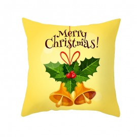 Golden Jingle Merry Christmas Linen Throw Pillow Case Home Sofa Christmas Decor Cushion Cover