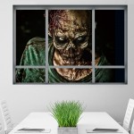 Halloween 3D Horrible Zombie Fake Windows Sticker Bedroom Living Room Haunted House Decor Ghost Wall