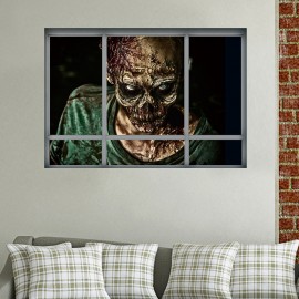 Halloween 3D Horrible Zombie Fake Windows Sticker Bedroom Living Room Haunted House Decor Ghost Wall