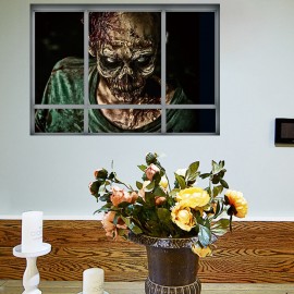 Halloween 3D Horrible Zombie Fake Windows Sticker Bedroom Living Room Haunted House Decor Ghost Wall