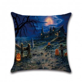 Halloween Witches Pumpkin Pattern Linen Cushion Cover Home Sofa Halloween Art Decor