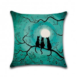 Halloween Witches Pumpkin Pattern Linen Cushion Cover Home Sofa Halloween Art Decor