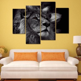 Hand Painted Four Combination Decorative Paintings Lion Head Wall Art For Home Decoration