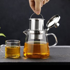 Hand-blown Heat Resistant Borosilicate Glass Teapot with Upgraded Stainless Steel Infuser