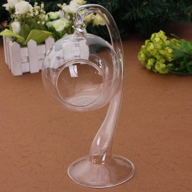 Hanging Crystal Glass Candle Table Light Lamp Planting Holder Candlestick