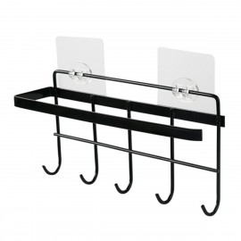 Iron Rack Multifunctional Kitchen Utensil Hook Free Punch Paper Roll Storage Rack Towel Rack