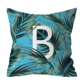 Jungle Green Plants Alphabet Letter Pattern Peach Skin Cushion Cover Home Sofa Art Decor Pillowcases