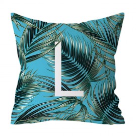 Jungle Green Plants Alphabet Letter Pattern Peach Skin Cushion Cover Home Sofa Art Decor Pillowcases