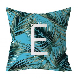 Jungle Green Plants Alphabet Letter Pattern Peach Skin Cushion Cover Home Sofa Art Decor Pillowcases