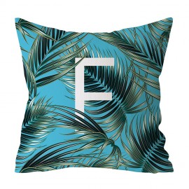 Jungle Green Plants Alphabet Letter Pattern Peach Skin Cushion Cover Home Sofa Art Decor Pillowcases