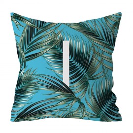 Jungle Green Plants Alphabet Letter Pattern Peach Skin Cushion Cover Home Sofa Art Decor Pillowcases