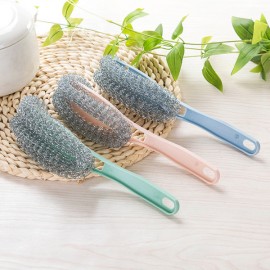 KCASA KC-CS03 Long Handle Pot Dish Bowl Steel Ball Brush Steel Wire Cleaning Dishwashing Brush