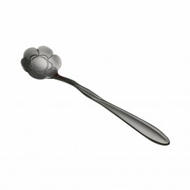 KCASA KC-FS01 Black Stainless Steel Flower Shape Coffee Sugar Spoon Teaspoons Ice Cream Tableware