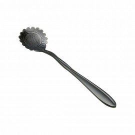 KCASA KC-FS01 Black Stainless Steel Flower Shape Coffee Sugar Spoon Teaspoons Ice Cream Tableware