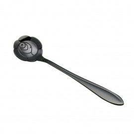 KCASA KC-FS01 Black Stainless Steel Flower Shape Coffee Sugar Spoon Teaspoons Ice Cream Tableware