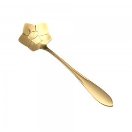 KCASA KC-FS04 Gold Flower Shape Stainless Steel Coffee Sugar Spoon Teaspoons Ice Cream Tableware