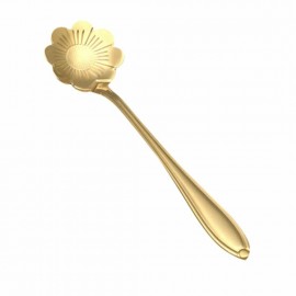 KCASA KC-FS04 Gold Flower Shape Stainless Steel Coffee Sugar Spoon Teaspoons Ice Cream Tableware