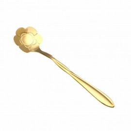 KCASA KC-FS04 Gold Flower Shape Stainless Steel Coffee Sugar Spoon Teaspoons Ice Cream Tableware