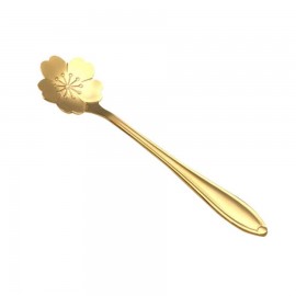 KCASA KC-FS04 Gold Flower Shape Stainless Steel Coffee Sugar Spoon Teaspoons Ice Cream Tableware