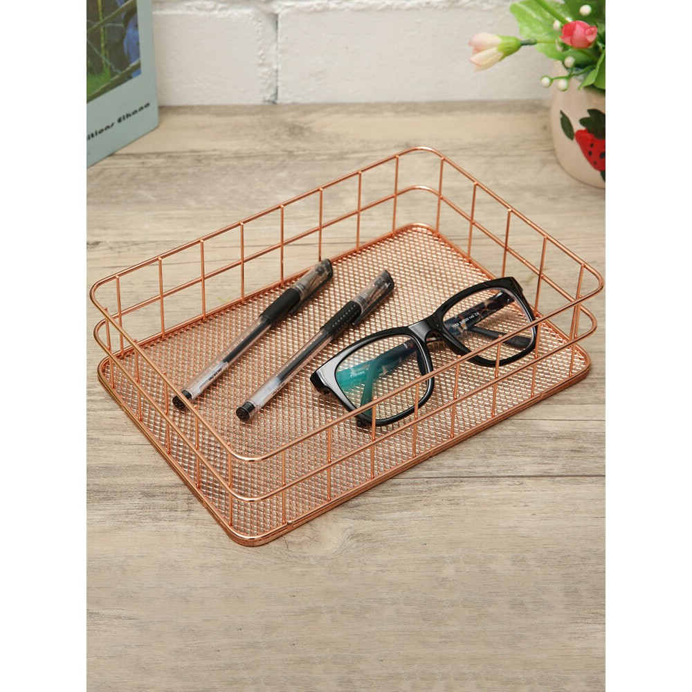 Large Size Sundry Receive Storage Basket Rose Gold Clothes Cosmetics Container