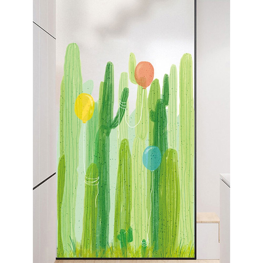 Miico 2PCS Cactus And Balloon Painting Sticker Glass Door Stickers Wall Stickers Home Decor Sticker