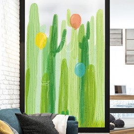 Miico 2PCS Cactus And Balloon Painting Sticker Glass Door Stickers Wall Stickers Home Decor Sticker