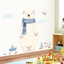 Miico 2PCS Cartoon Wall Sticker Cute Polar Bear Printing Children’s Room Kindergarten Decor Stickers