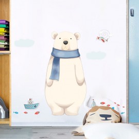 Miico 2PCS Cartoon Wall Sticker Cute Polar Bear Printing Children’s Room Kindergarten Decor Stickers