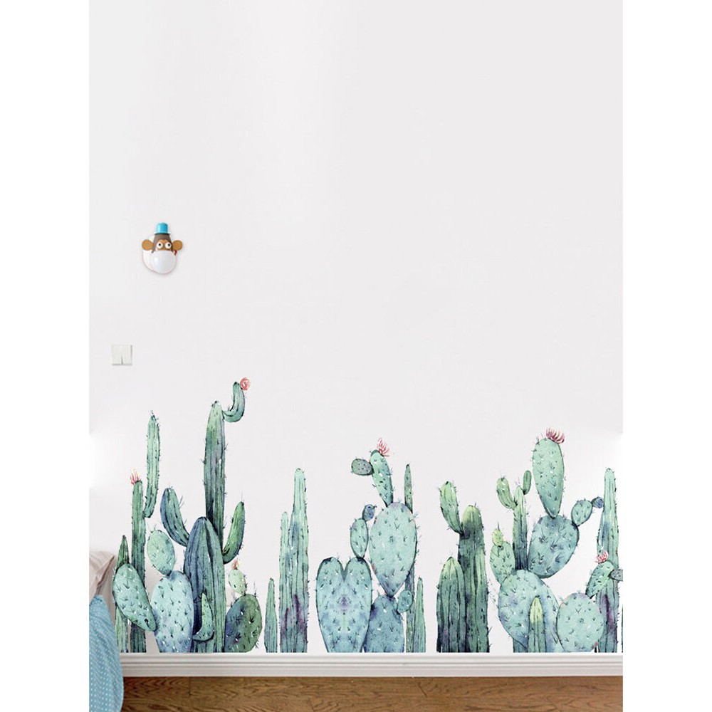 Miico 2PCS Cartoon Wall Stickers Cactus Plants Printing Sticker Children’s Room Kindergarden Decor