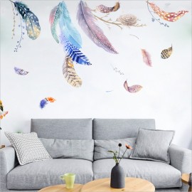 Miico 2PCS Feather Decorative Sticker Sofa Background Wall Sticker DIY Sticker Living Room Bedroom