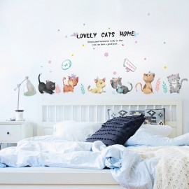 Miico Hand-Painted Cat Wall Sticker Children’s Room Kindergarten Decorative Stickers DIY Sticker