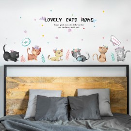 Miico Hand-Painted Cat Wall Sticker Children’s Room Kindergarten Decorative Stickers DIY Sticker