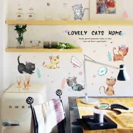 Miico Hand-Painted Cat Wall Sticker Children’s Room Kindergarten Decorative Stickers DIY Sticker