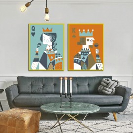 Miico Hand Painted Combination Decorative Paintings King And Queen Painting Wall Art For Home Decor