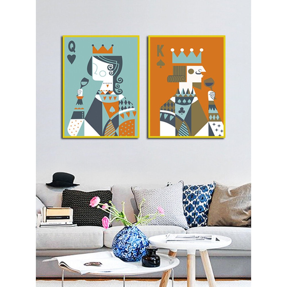 Miico Hand Painted Combination Decorative Paintings King And Queen Painting Wall Art For Home Decor