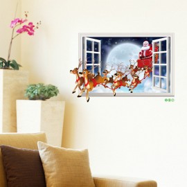 Miico XH7229 Christmas Sticker Cartoon Christmas Deer Santa 3D Wall Art Stickers Removable