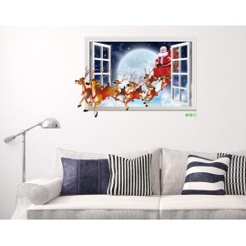 Miico XH7229 Christmas Sticker Cartoon Christmas Deer Santa 3D Wall Art Stickers Removable