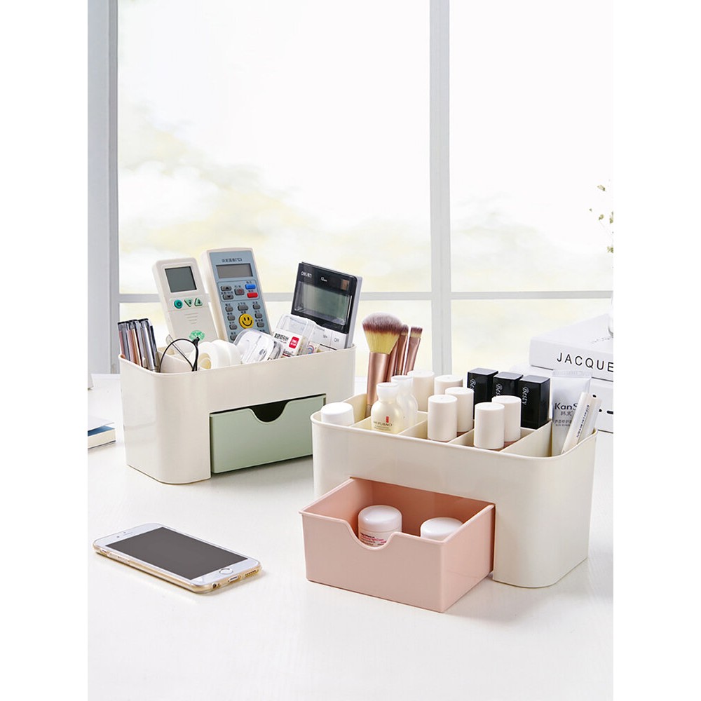 Multi-functional Plastic Cosmetic Storage Box Jewelry Box With Small Drawer Desk  Storage Box