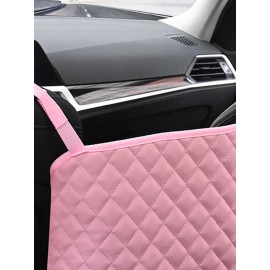 Multifunctional PU Vehicle Car Seat Storage Net Pocket Diamond Pattern Hanging Bag Car Storage Bag