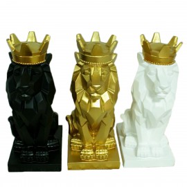 Nordic Style Faceted Crown Lion Statue Decoration Home Living Room Art Decor