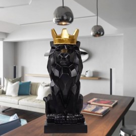 Nordic Style Faceted Crown Lion Statue Decoration Home Living Room Art Decor